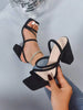 New Black Square Toe Retro Strap Thick Heels Gladiator Sandals For Womem,Elegant Women's Sandals,Women's Stylish Shoes Black Block Heeled Sandals